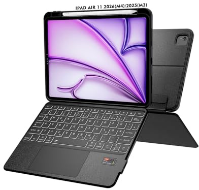 Doohoeek Tastatur Hülle mit LCD-Display für iPad Air 11 2026 M4/2025 M3/2024 M2, iPad Air 4./5. Gen 10,9 Zoll, Abnehmbare Bluetooth Keyboard mit Hintergrundbeleuchtung, Touchpad, QWERTZ