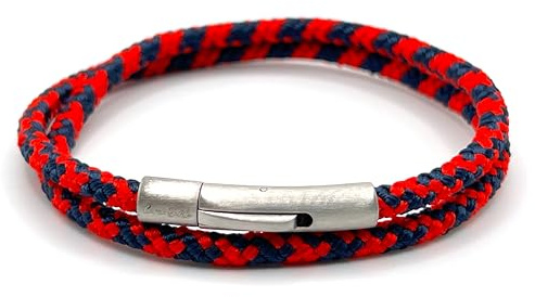 KAROO EARTH JEWELLERY Men's Paracord Bracelet, Double Wrap Marine Rope, Stainless Steel Trigger Clasp, Waterproof | 20cm - Average Men's wrist size
