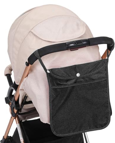 CULEO Einkaufstaschen für Kinderwagen, 1 Stück Universal-Aufbewahrungsnetz Hängetasche für Kinderwagen doppellagige Netztasche Netztasche auf der Rückseite des Kinderwagens (schwarz)
