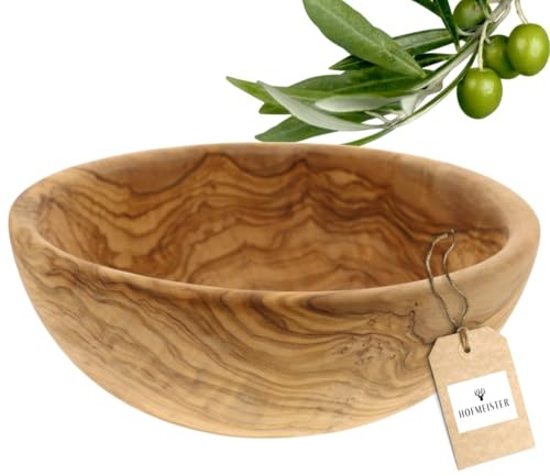 HOFMEISTER® Salatschüssel Olivenholz - Nachhaltige Servierschüssel für Salat, Obst & Snacks - Edles Holzgeschirr für Zuhause, Geschenkidee zum Einzug, 25 cm