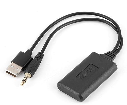 CYSFETENA 12 Pin AUX IN Adapter mit USB & 3,5mm Stecker, Kabelloser Bluetooth AUX Adapter Auto, Drahtlos Audio Empfänger für Musikübertragung, passend für E90 E91 E92 E93, Plug & Play