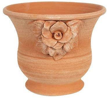 Biscottini Vaso in Terracotta artigianale 30x30x25 cm - Vaso da Esterno e Interno rotondo - Vasi Decorativi Made in Italy - Vasi per fiori Esterno - Fioriera per piante Terracotta - Fioriera balcone