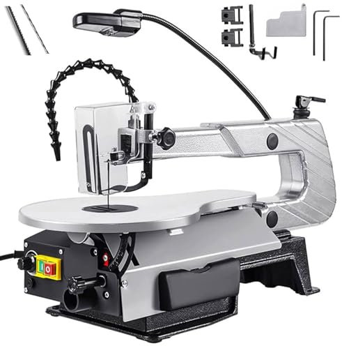 FBJAMZ Sega a traforo a velocità variabile, Sega Alternativa per la Lavorazione del Legno, con Tavolo Regolabile/Luce da Lavoro, per l'artigianato Fai-da-Te