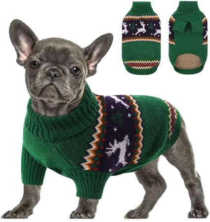 Queenmore Weihnachtspullover Mittelgroße Hunde Wärme Dackel Hundepulli | Pullover Hund mit Zopfmuster Hundepullover Französische Bulldogge Bulldog, Greyhound, Dehnbar & Maschinenwaschbar