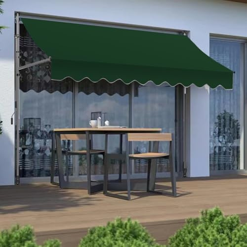 Toldo Enrollable Ajustable, Toldo Enrollable para Exterior, Toldo Extensible Terraza, Toldo Vertical con Manivela Sin Agujeros para Balcón, Terraza, Jardín, Persianas De Privacidad(Dark green,400x120c
