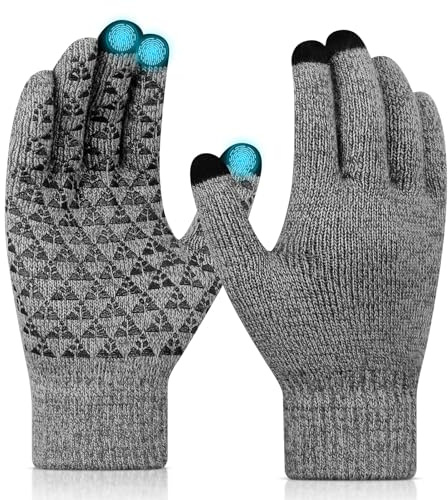 Healifty Guantes calefactados por USB para hombres y mujeres, guantes de invierno antideslizantes de gel de silicona con pantalla táctil, 3 niveles de temperatura, elásticos, de punto, lavables para