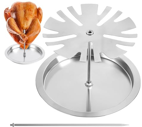 Support de torréfaction grillé – Porte-poulet en acier inoxydable à 15 emplacements avec bac récupérateur | Grille verticale pour poulet, idéale pour les accessoires de cuisson au barbecue, au four et