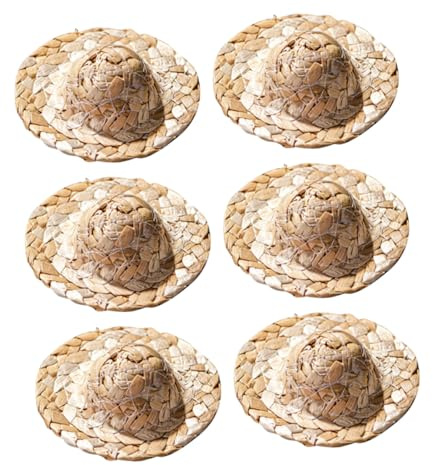 ROMISBABA 6 pièces Mini Chapeaux de Paille Décoratifs Accessoires Cocktail pour Fêtes Hawaïennes et Décoration Verres Ornement Estival pour Boissons
