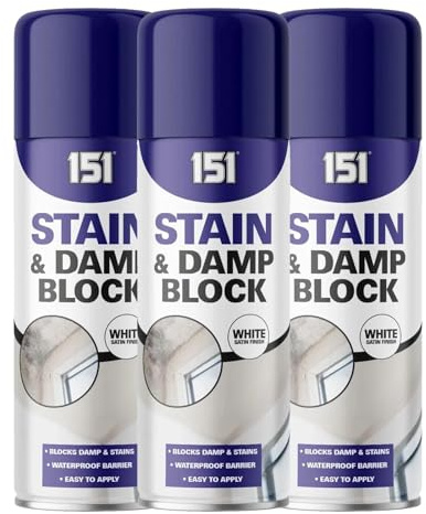 YSAMAX 151 Stain & Damp Block, White Satin Finish Spray, Waterproof Barrier, Quick-Dry, Easy-to-Apply, Sealant for Walls & Ceilings, 400ml (3PCS)