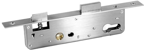 Cerradura de embutir para puerta de habitación, puerta de casa, puerta de jardín, acero inoxidable, resistente, con distancia de 92 mm, 20 mm, mandril para puertas de metal, inserción izquierda