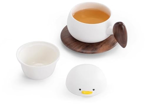 LEEDJUINE Teacup Ceramics - Juego de infusor de té, 175 ml, porcelana hecha a mano individual
