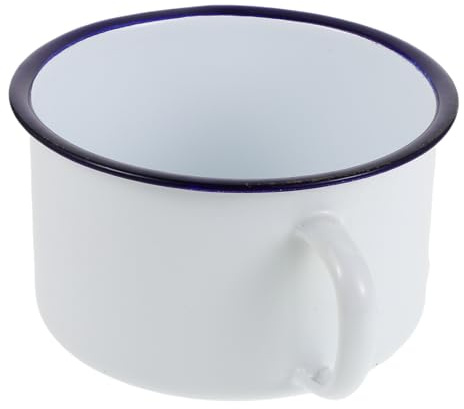 HIAKDOFT Bol à Ramen Vintage en Émail Blanc avec Anse Bol à Soupe Asiatique Large 800 Ml Vaisselle Émaillée Rétro Compatible Micro-Ondes pour Nouilles Céréales et Salades Nettoyage