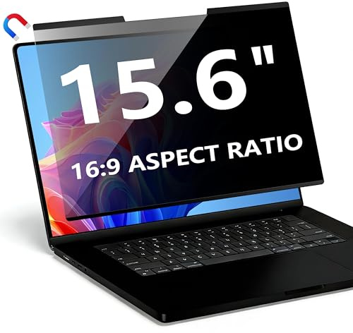 Magnetischer Laptop Blickschutzfolie 15,6 Zoll 16:9, Abnehmbarer Laptop Sichtschutzfilter und Blendfreier Blaulicht Sichtschutzfolie, Kompatibel mit HP Dell Acer Asus Samsung Lenovo ThinkPad
