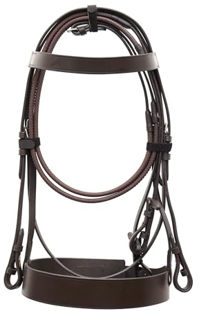 ACES LEATHER HORSE HUNTER BRIDLE WITH 2 NOSEBAND AND GRIP REINS.BLACK & BROWN (COB, BROWN)