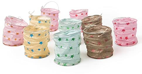kadoh Papier-Lampions (10 St.) • Lichtertüten in Pastell mit Sternen • Partydeko für Hochzeit, Weihnachten, Fasching • Größe S