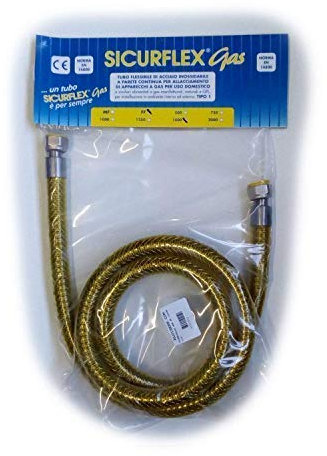 Tubo flessibile acciaio inox laccio gas per gpl e metano 1/2 FF femmina femmina cucina (150cm)