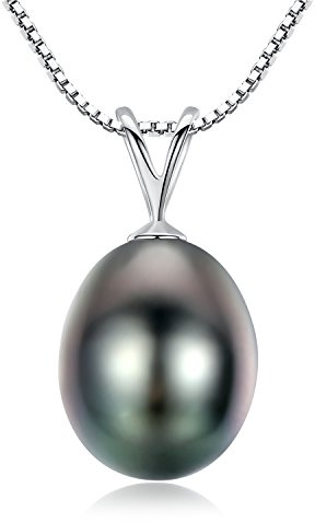 VIKI LYNN Tahiti Perlen Halskette für Frauen 9-10mm Teardrop-förmige Tahiti Zuchtperlen Anhänger mit 925 Sterling Silber