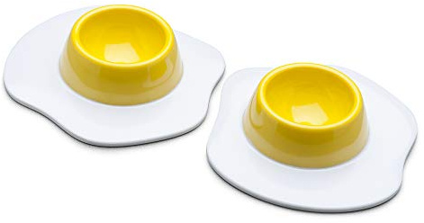 Zeal Set of 2 Egg Cups, Egg Design, White/Yellow