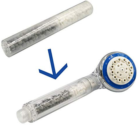 Filtre seul pour douchette Billes minérales Anti Calcaire chlore écologique Chlore d'ions négatifs Vitamine C Germanium Adoucit Haute pression Perles filtrantes Filtration pommeau de douche 3 en 1