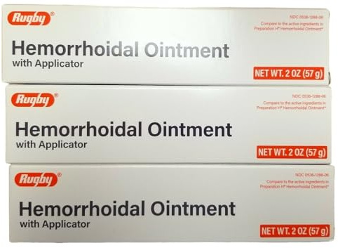 Rugby Hemorrhoidal Ointment with Applicator Mineral Oil 14% / Petrolatum 74.9% / Phenylephrine HCl 0.25% - 2 Oz
