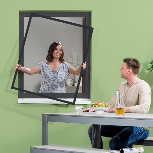 empasa Insektenschutz Fliegengitter Fenster Master Slim MATTE OPTIK | zuschneidbar, weiß oder anthrazit in verschiedenen Größen als Selbstbausatz, Farbe: anthrazit, Größe: 80 x 100cm