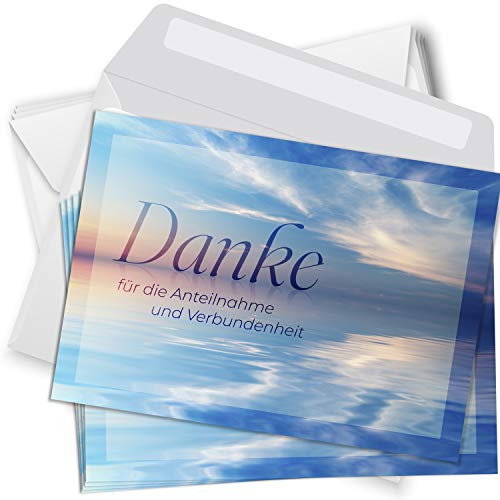Einladungskarten Manufaktur Hamburg Trauer Danksagungskarten mit Umschlag | Motiv: Ruhige See, 10 Stück | Dankeskarten DIN A6 Set | Trauerkarten Danksagung Danke sagen