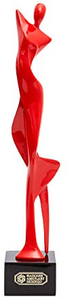 NENBOLEC Abstrakte Yoga Frau Figur Modern Skulptur Wohn Deko 35cm | Glänzend Rot Resin Statue Handgefertigte Kunst Ornament Geburtstag Festtag Geschenk für Schlafzimmer Studie Esszimmer