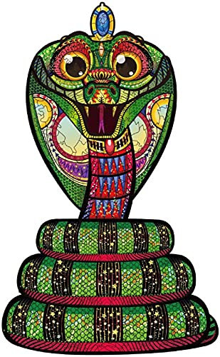 Queemie® Holzpuzzles für Erwachsene & Kinder - Schöne Kobra Einzigartige Irregulär Form Tiere Schlangen Holz Puzzleteile, Erwachsene Jugendliche Familie Spiele Sammlung Puzzles, 300 Stück