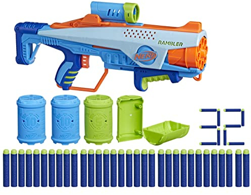 Elite Junior Rookie Pack, Easy Play Toy Foam Blaster, 32 Nerf Elite Darts, 4 Targets, Nerf Blasters for Kids Outdoor Games, Ages 6 & Up (Amazon Exclusive)