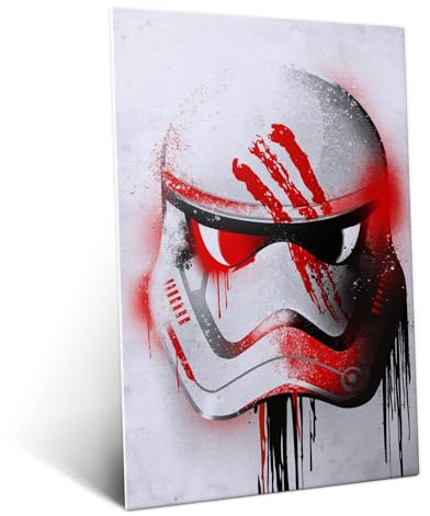 Displate Star Wars Metal Poster Magnetische Befestigung Offiziell Lizenziert Bilder Helmets Graffiti - Finn Stormtrooper Graffitti Helmet Poster Größe - 32x45cm