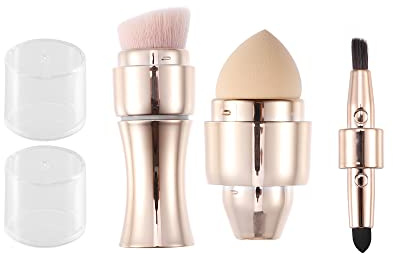 VOCOSTE 4 in 1 Schminkpinsel Set Plastik Handgriff Gold Ton 4.7 Höhe