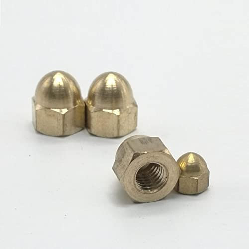2 Stück 20 Stück DIN1587 Messing Stahl mit schwarzem Edelstahl Hutmuttern M3 m4 m5 m6 m8 m10 m12 Hutmutter Eichel Kuppelkopf Sechskantmuttern-M6 20 Stück, Messing Hutmutter