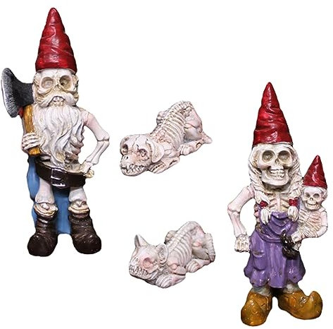 YARNOW 4pièces Statue De Squelette Résine pour Décoration Jardin Ou Cour Figurine Ornement pour Étang Et Maison