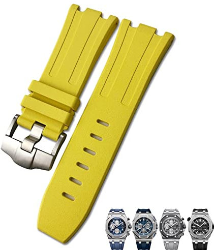 IENYU Weiche FKM Fluoro Gummi Uhrenarmband 28mm Für AP Strap Audemars Piguet ROYAL OAK OFFSHORE Tauchen Wasserdicht Sport Uhr Band, 28x24mm, Achat