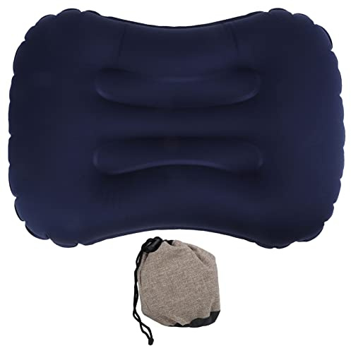 Topyond Coussin Lombaire De Voyage d'oreiller Gonflable, Oreiller Gonflable Pliable Extérieur, Conception Portative Auto-gonflante, Adapté Aux Voyages, Aux Activités De Plein Air(Bleu foncé)