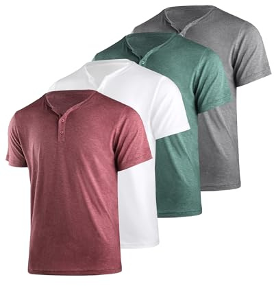 Liloak Henley Shirts Herren Kurzarm Pack T Shirts mit Knopfleiste