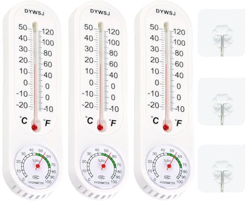 Darryy 3 Pièces Taille 23 cm Thermomètre Hygromètre Analogique, Thermomètre Analogique, Thermometre Interieur, Hygromètre Analogique, Hygrometre Interieur