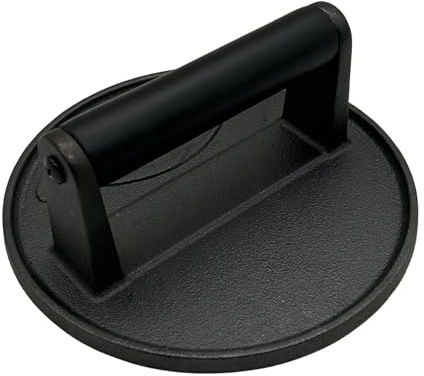 Cooking Weight Meat Press - Cast Iron Burger Press with Heat Resistant Handle | Grill Press for Steak, Bacon, Chicken Burgers, Sandwiches | Barbecue Grilling Tool for Hamburger Patty Meat