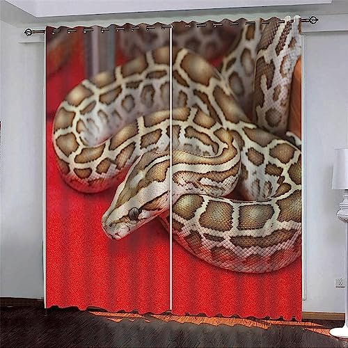 Blickdicht Blackout Vorhang Mit Ösen Schalldämmend Gardinen Polyester 3D Bedruckt Tierische Schlange Für Wohnzimmer Schlafzimmer Kinder Oder Babyzimmer 280 B X 250 H Cm - Verdunkelungsvorhäng-0H8A9P7V