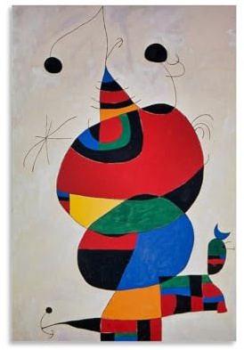 YYUEQIL Joan Miro Poster Frau, Vogel, Stern, Leinwand-Kunstdrucke, Foto, Bild, Gemälde, Raumdekoration, Heimdekoration, ungerahmt, 50 x 75 cm