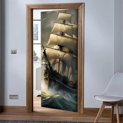 Türtapete Selbstklebend 77x200 Schiff 3D PVC Türsticker Modern Türdekoration