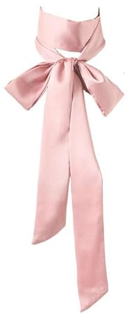 Long Thin Skinny Scarf Satin Neckerchief Ribbon Tie Waist Belt for Women (pink)