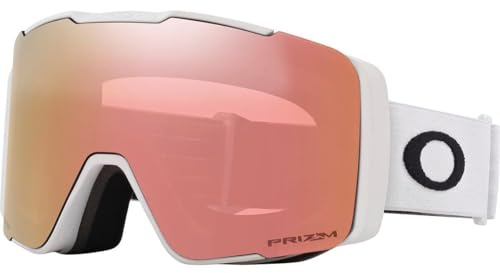 Oakley Line Miner Pro Snow Goggle, Matte White Strap w/Prizm Snow Rose Lens, Medium