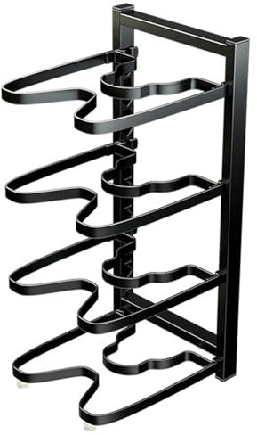 Organizador de ollas y sartenes de hierro ajustable para organizar y almacenar debajo del gabinete, fácil instalación, diseño versátil con 2 métodos de instalación de bricolaje
