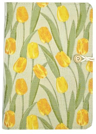 LIMEQKI Carnet De Voyage A5, Carnet De Notes En Tissu Tulipe Il Y a 90 Feuilles Vierges Pour Journal De Voyage, Gratitude, Travail, école, Recette (Jaune)
