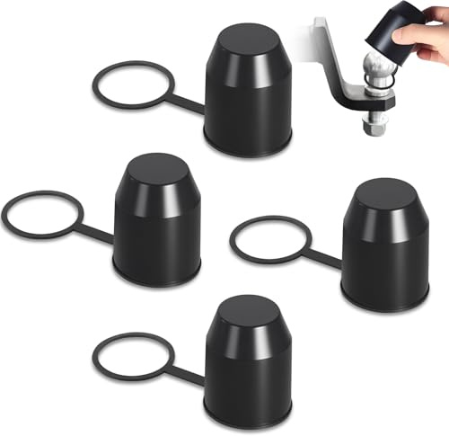 VINEST 4Pcs Tow Bar Cover, 50mm Waterproof Trailer Hitch Ball Cover, Universal Tow ball cover, Abrasion & Dirt Protection for Truck and Trailer Hitch Towballs