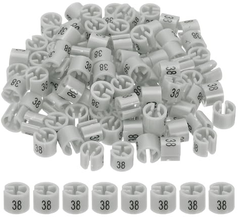 PATIKIL 100 Pcs Clothes Hanger Markers Number 38 Tags Fit 3mm Rod Garment Size Tag Hanger Clips Round Color Coding Label for Clothing Hangers, Gray