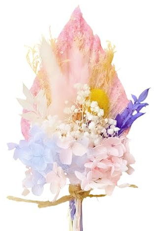 Dried Flowers for Cakes – Handmade Flower Cake Decorations with Gold Palm Spear, Pink Dried Flowers Bouquet for Baking & Crafts, Real Dried Floral Cake Toppers for Weddings, Birthdays & Celebrations