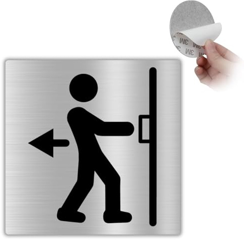 LEIASA Plaque autocollante « Tirer » - 10 x 10 cm - 0,8 mm d'épaisseur - Aluminium - Plaque de porte à tirer - Direction d'ouverture - Panneau de porte ouvert vers l'extérieur (tirer la plaque de