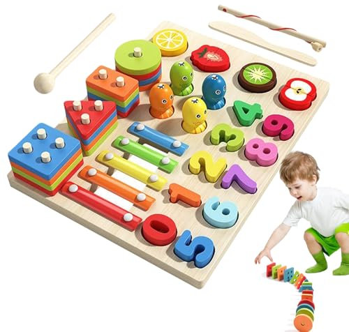 Tioheam Holzformen Lernpuzzle - Holz-Steckpuzzle Mit Sensorikfunktion,Früherziehung Motorikspielzeug Für Kinder Familien Freunde Entwicklungsförderndes Sensorikspiel
